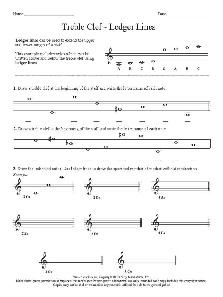 Ledger Lines and Notes Worksheet PDF Notation Government Information