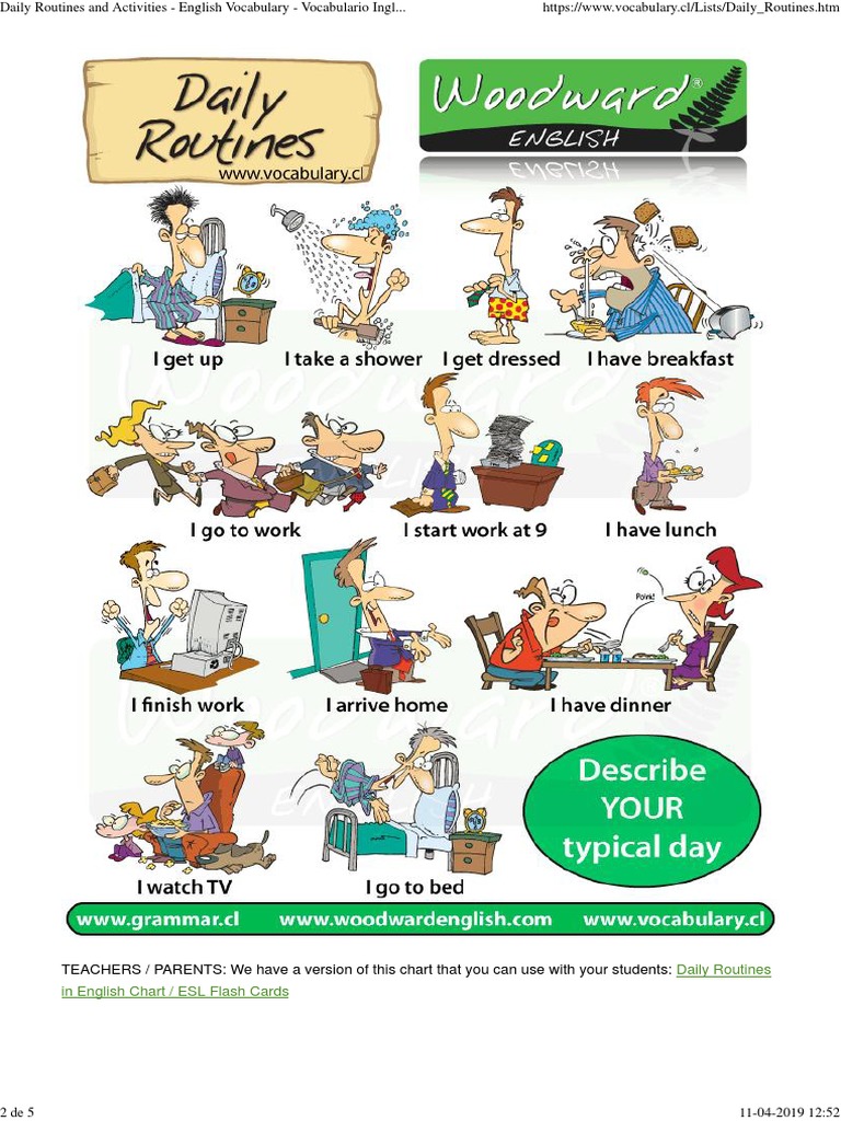 Simple Present (IDEN01) - Daily Routines Exercises - Daily Routines and ...