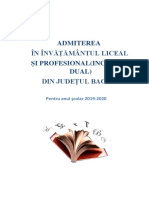 Brosura - Admitere - Invatamant Liceal de Stat Si Profesional de Stat Si Dual - An Scolar 2019-2020