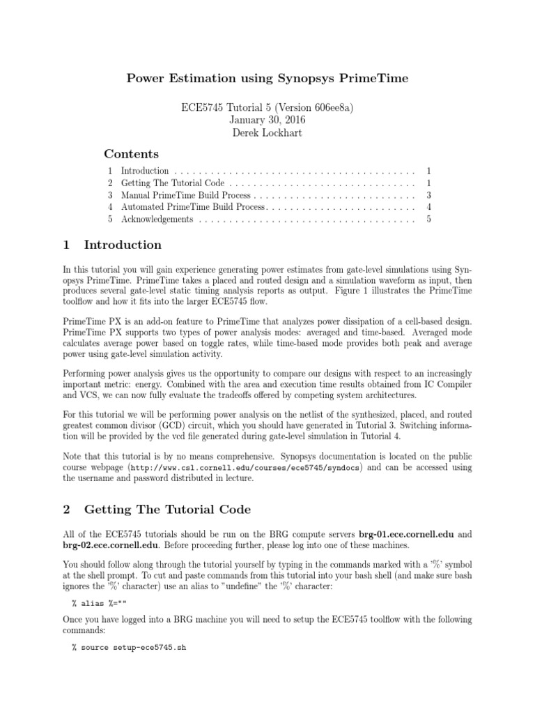 Power Estimation with Synopsys PrimeTime | PDF | Command Line Interface ...