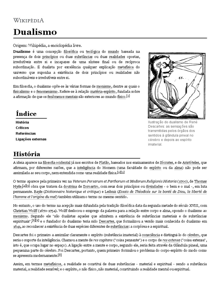Conceito de Dualismo na Filosofia | PDF | Dualismo | Metafísica