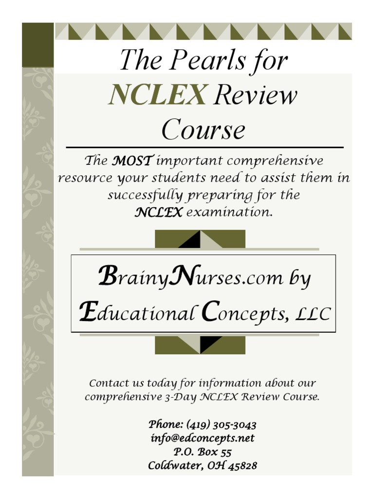 The Pearls For NCLEX Review PDF PDF Adrenal Gland Corticosteroid