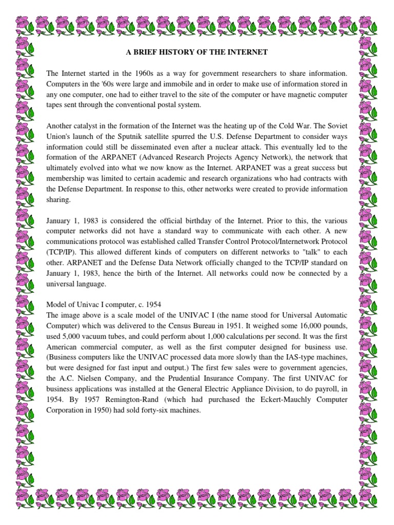 Brief History of the Internet | PDF | Internet | Computer Network