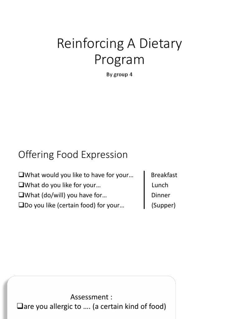 Reinforcing A Dietary Program | PDF | Carbohydrates | Diet (Nutrition)