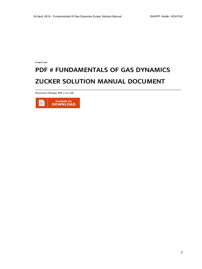 Zucker's Gas Dynamics Solution Manual | PDF | Compressible Flow | Gases
