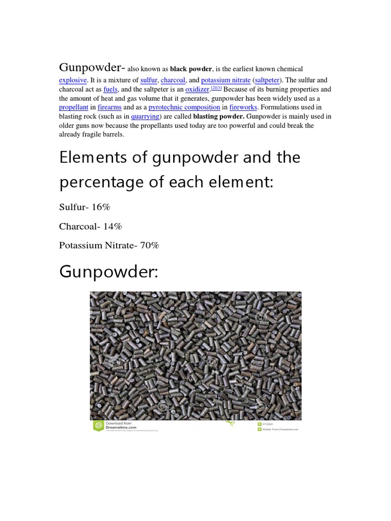 Gunpowder Composition and Uses Explained | PDF