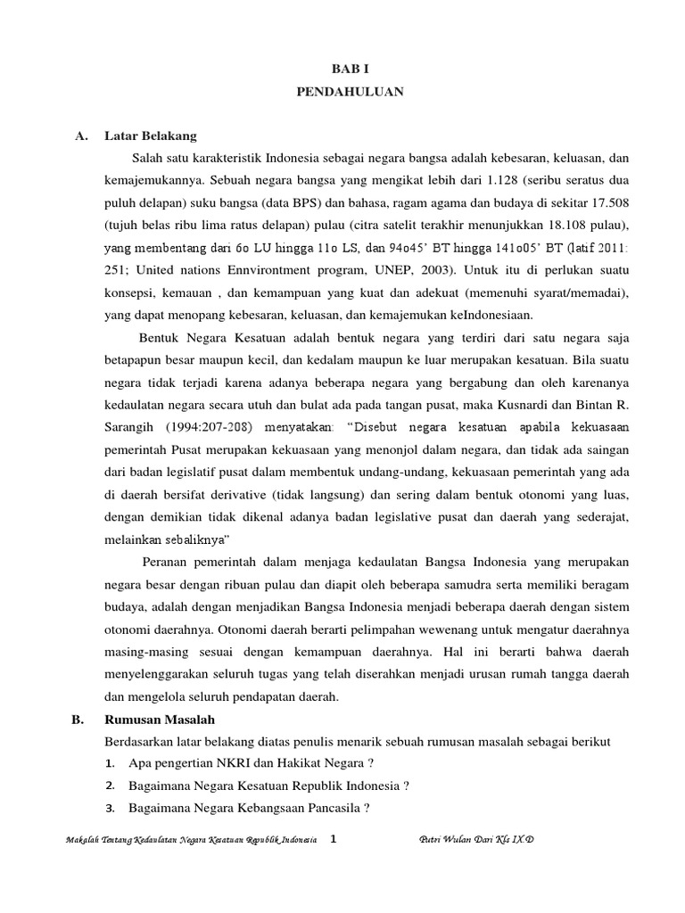 Makalah Kedaulatan Negara Kesatuan Indonesia 2
