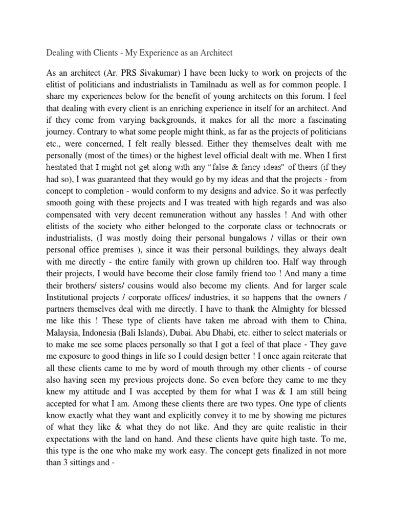 Architect's Insights on Client Relations | PDF