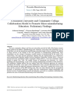 A Research University and Community College Collaboration Model To Promote Micro-Manufacturing Education: Preliminary Findings