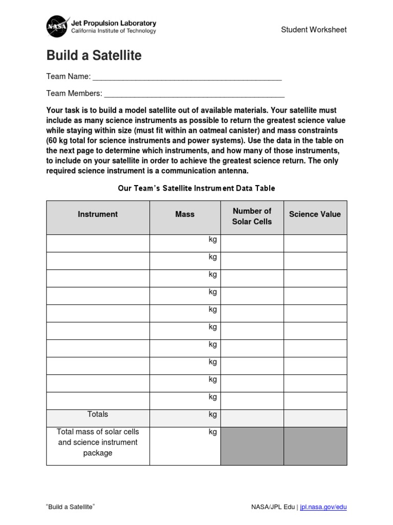Build a Satellite Model Worksheet | PDF | Satellite | Astronautics