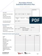 Secondary School Individual Education Plan: Strictly Confidential