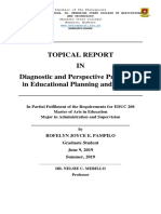 Topical Report IN Diagnostic and Perspective Procedures in Educational Planning and Control
