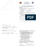 Post Test in Math 8 2016-2017