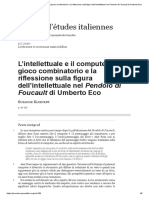 L’Intellettuale e Il Computer_ Il Gioco Combinatorio e La Riflessione Sulla Figura Dell’Intellettuale Nel Pendolo Di Foucault Di Umberto Eco