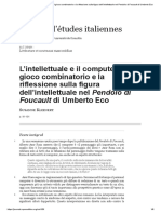 L'Intellettuale e Il Computer - Il Gioco Combinatorio e La Riflessione Sulla Figura Dell'Intellettuale Nel Pendolo Di Foucault Di Umberto Eco