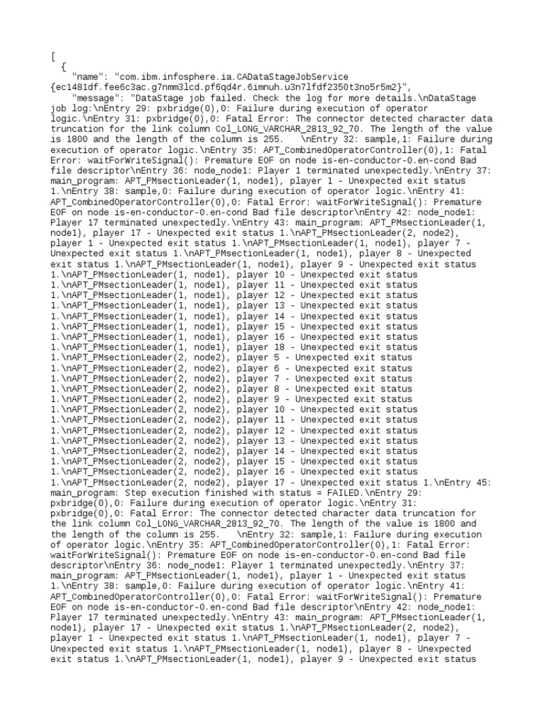 DataStage Job Failure: Exit Status 1 | PDF | Computer Programming ...