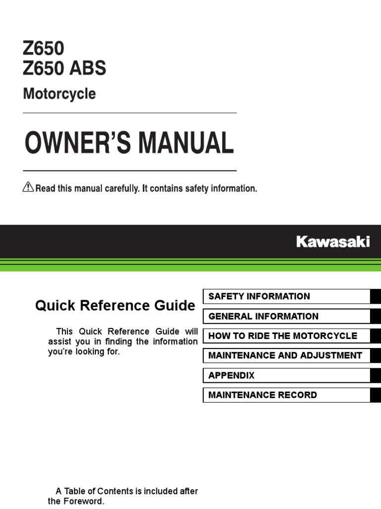 2021 KAWASAKI Z650 SERVICE MANUAL PDF visual data 2