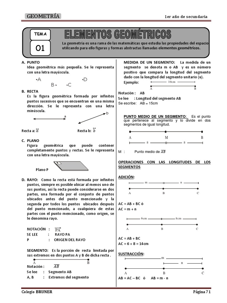 Geometría 1er Año de Secundaria (1era Parte) | PDF | Longitud ...