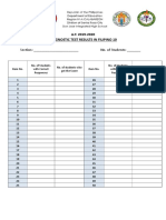 Section: - No. of Students: - : A.Y. 2019-2020 Diagnostic Test Results in Filipino 10