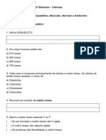 Exercicios Ciências - Unidade 03 - Sistemas Esquelético, Muscular, Nervoso e Endocrino