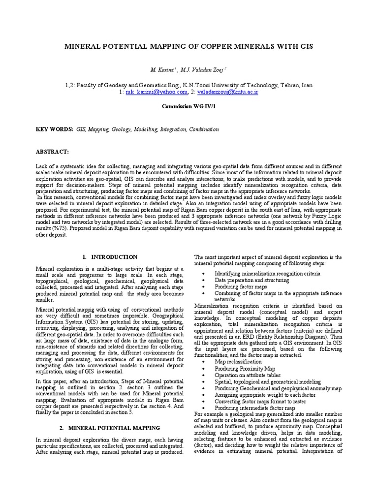 Copper Mineral With GIS PDF Geographic Information System Conceptual Model