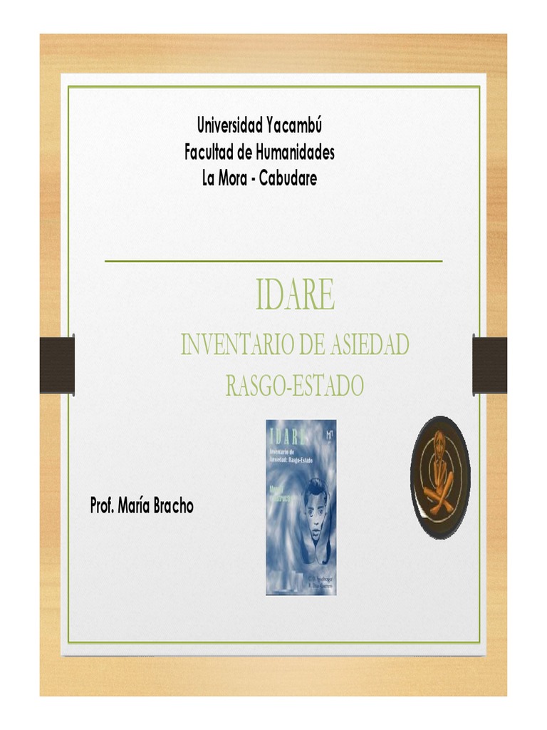 Inventario de Ansiedad IDARE: Guía y Aplicación | PDF | Doctorado ...