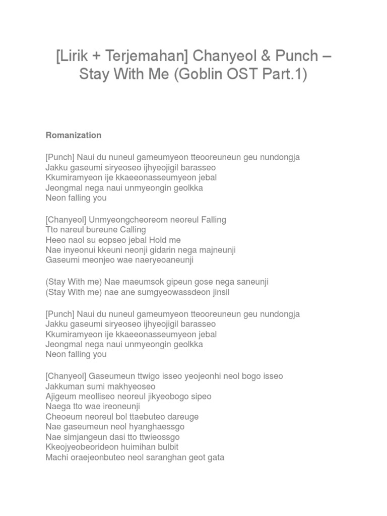 Lirik Ost Gosblin Stay With Me
