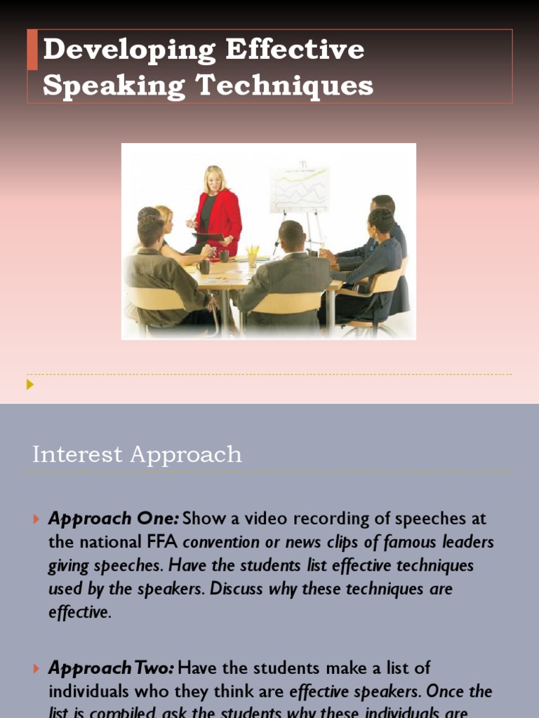 Effective Speaking Techniques Guide | PDF | Public Speaking | Nonverbal ...