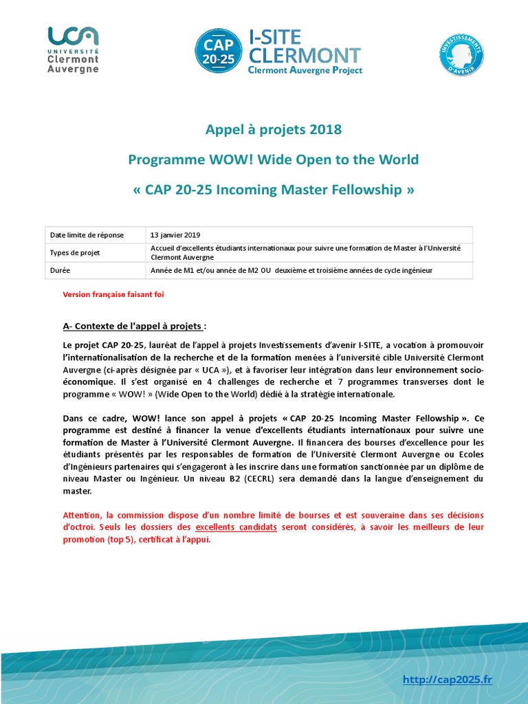 AAP CAP 2025 Master Fellowshipp PDF Ingénieur Informatique