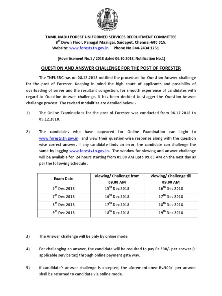 Question and Answer Challenge For The Post of Forester: WWW - Forests ...