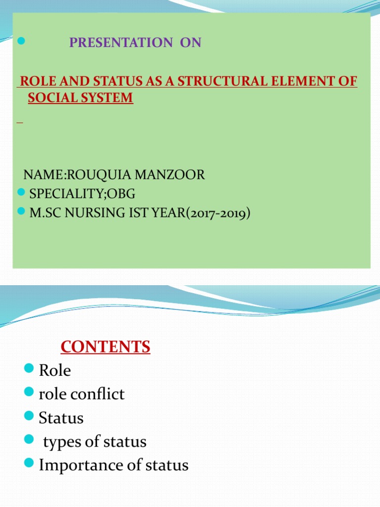 Role and Status in Social Systems | PDF | Social Status | Sociological ...
