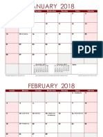 2018 Monthly Calendar Red Landscape