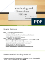 Nanotechnology and Photovoltaics NSE 834: Instructor: Dr. Sofia Javed