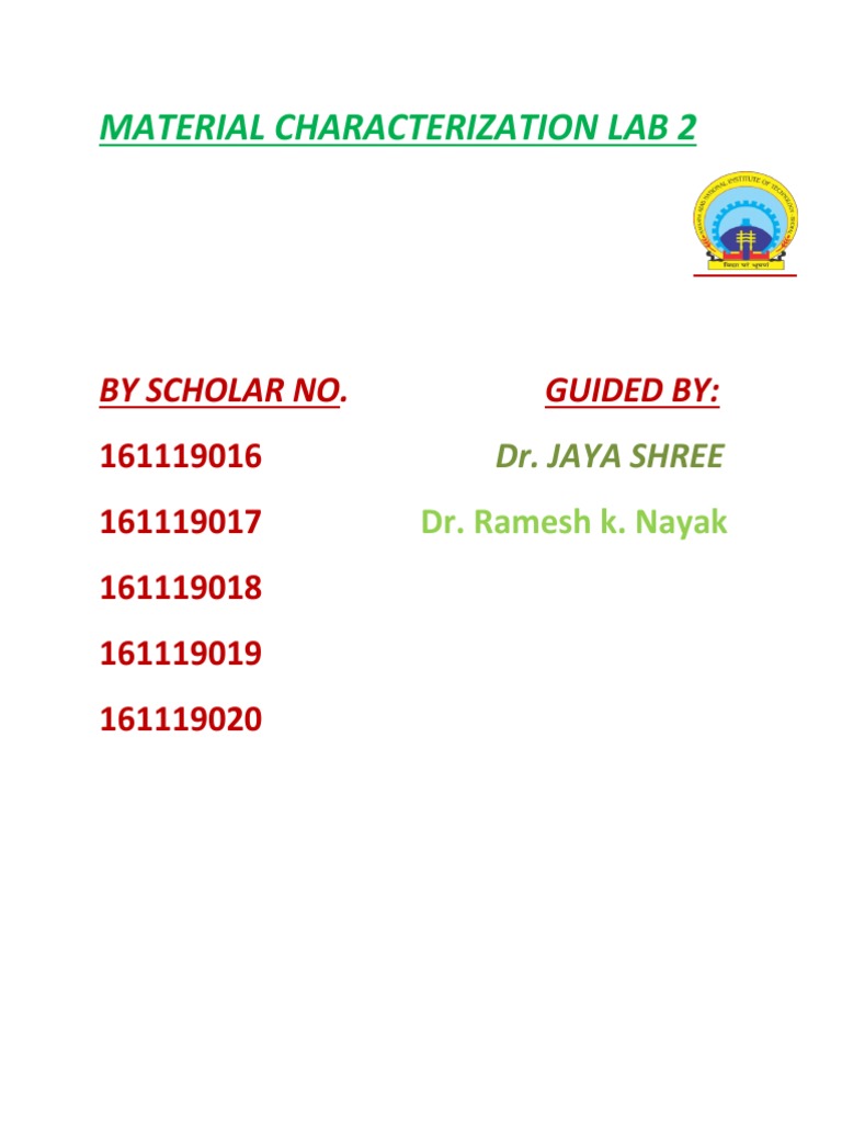 Material Characterization Lab 2 PDF X Ray Crystallography Diffraction