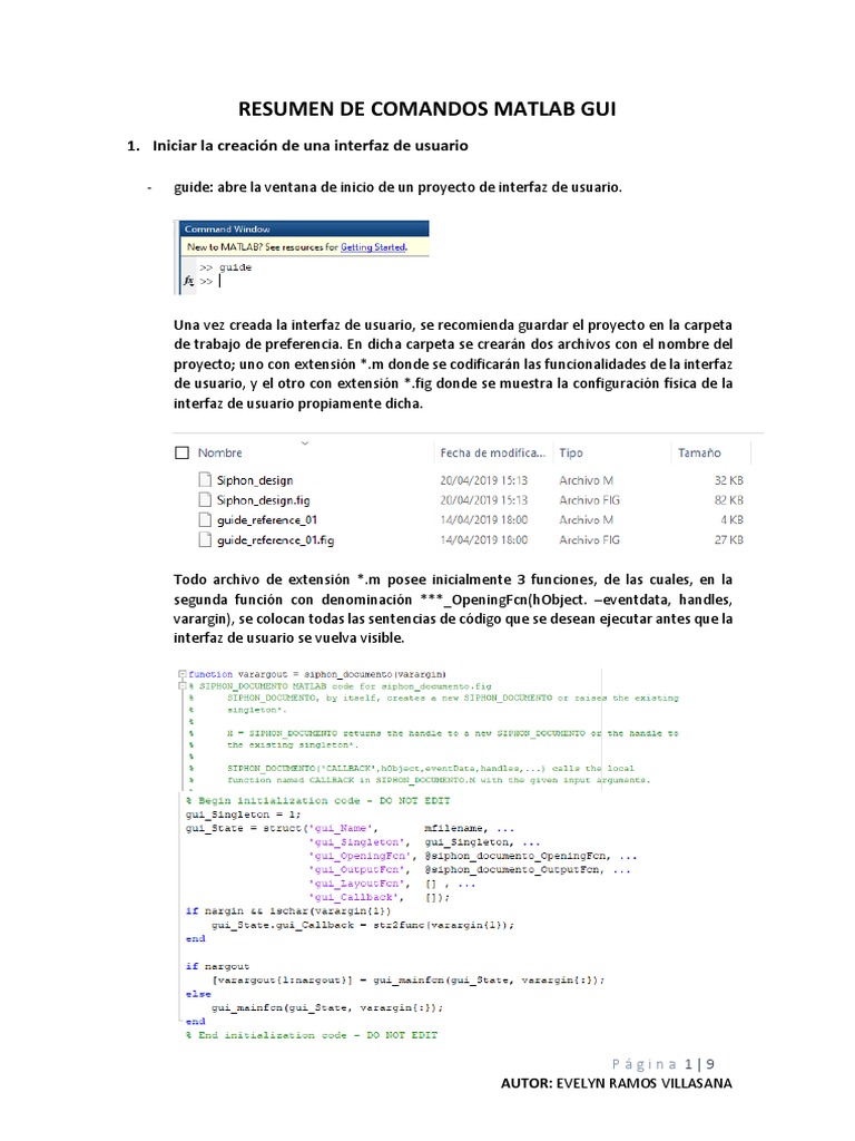 Resumen de Comandos Matlab Gui | PDF | Función (Matemáticas ...