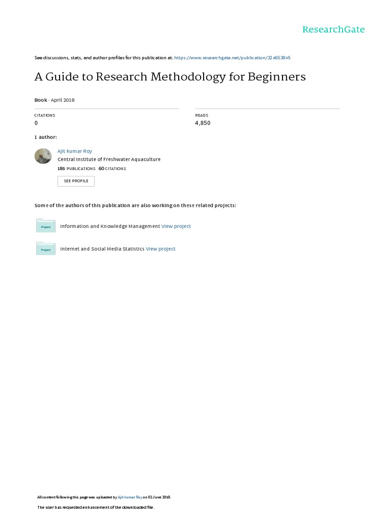 AGuidetoResearchMethodologyforBeginners PDF | PDF | Scientific Method ...