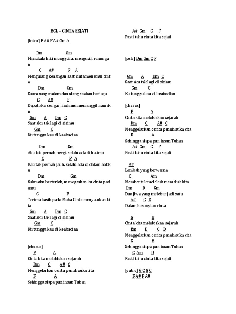 Chord Bcl Cinta Sejati Pdf