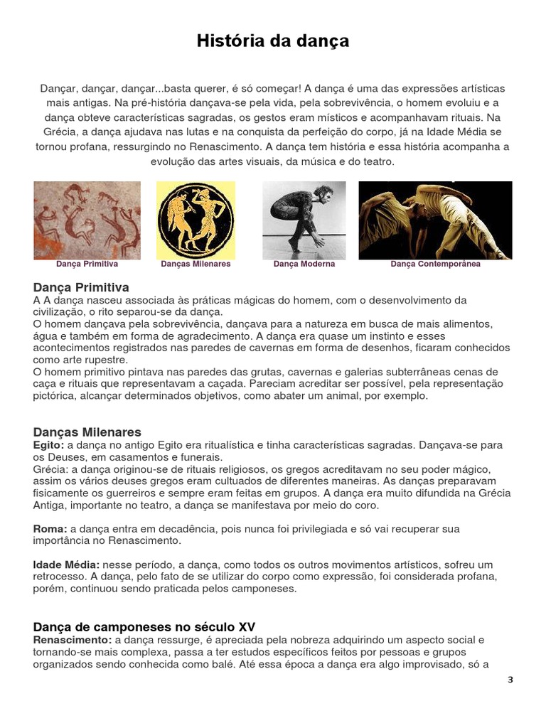História Da Dança Pdf Danças