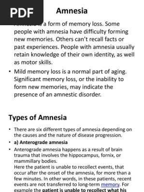 Amnesia Amnesia Dementia