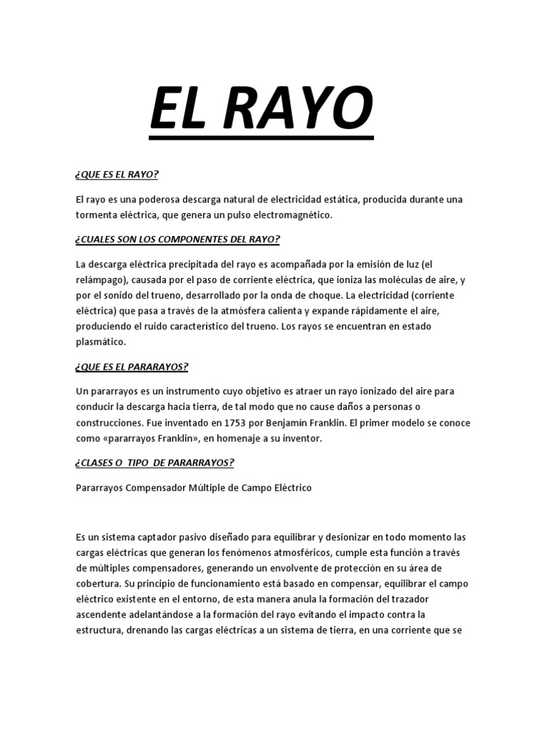 El Rayo | PDF | Relámpago | Electromagnetismo