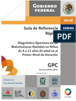 Diagnóstico Oportuno de Las Maloclusiones Dentales en Niños de 4 A 11 Años de Edad en El Primer Nivel de Atención GRR PDF