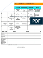 School Head'S Calendar 2017: January 2017 Sunday Monday Tuesday Wednesday Thursday Friday