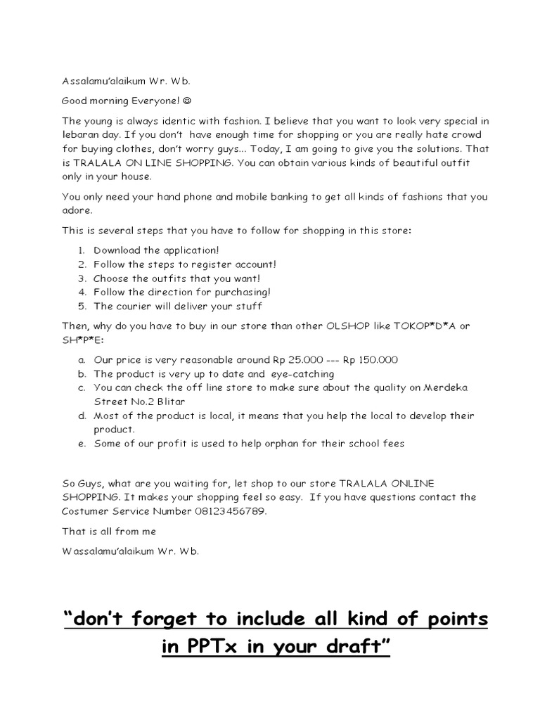 Draft Example Promoting | PDF | Business