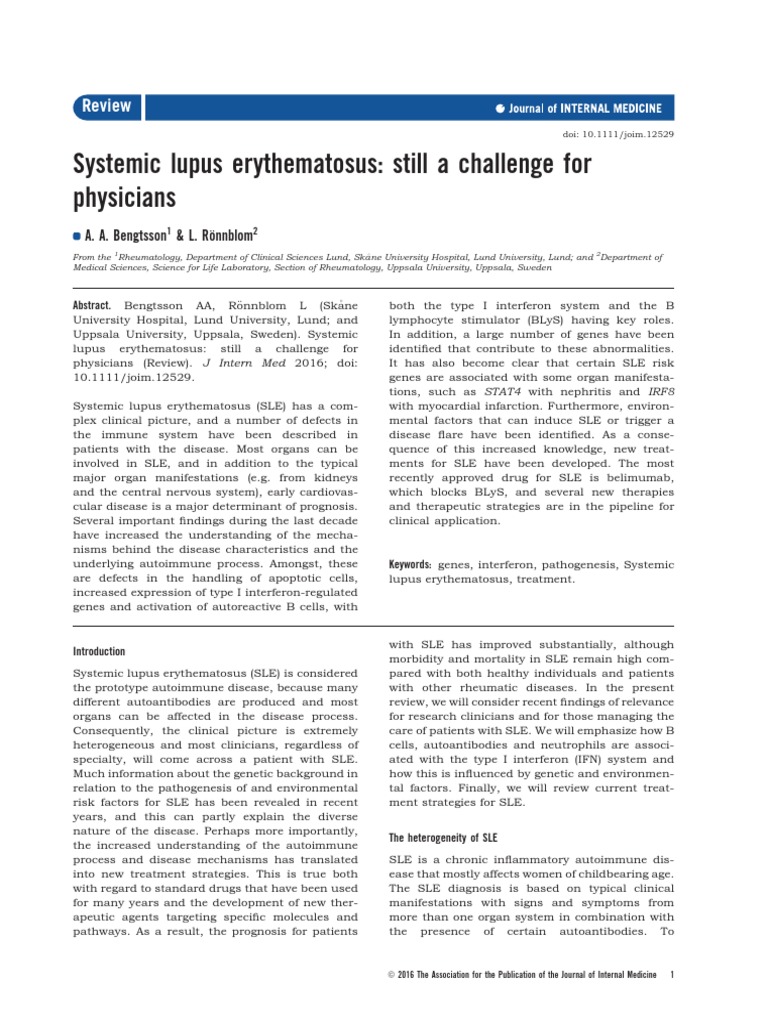 Challenges in Systemic Lupus Erythematosus | PDF | Systemic Lupus ...