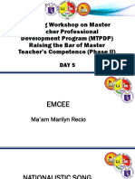 Training Workshop On Master Teacher Professional Development Program (MTPDP) Raising The Bar of Master Teacher's Competence (Phase II)
