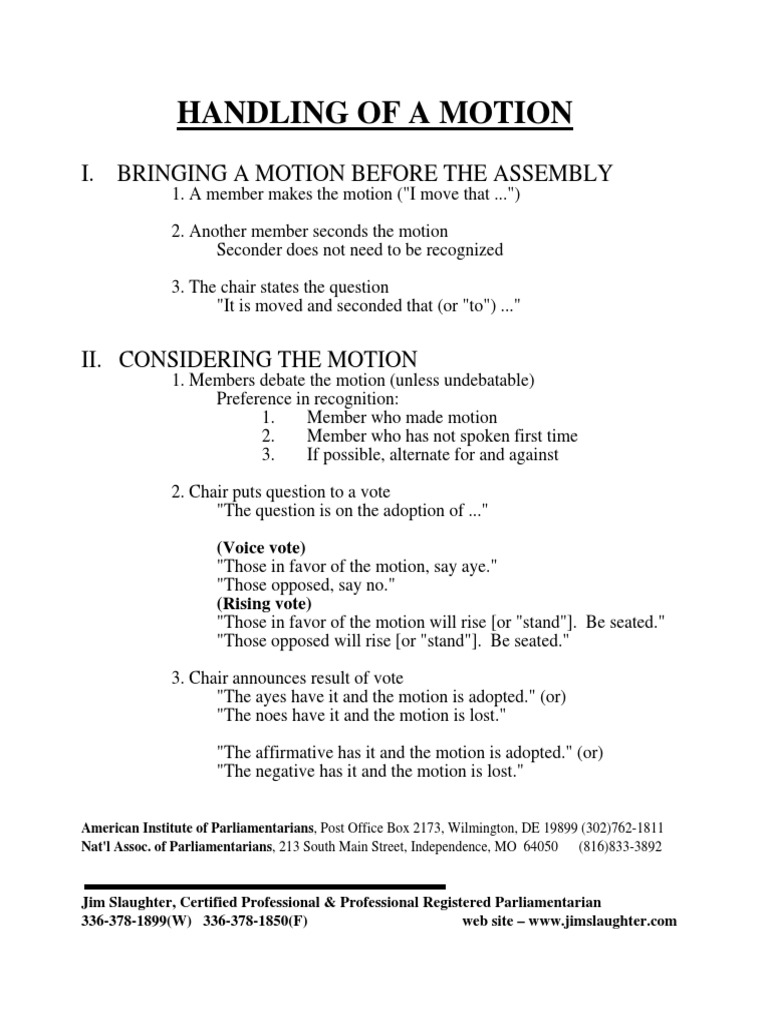 Motion Handling Procedures Guide | PDF