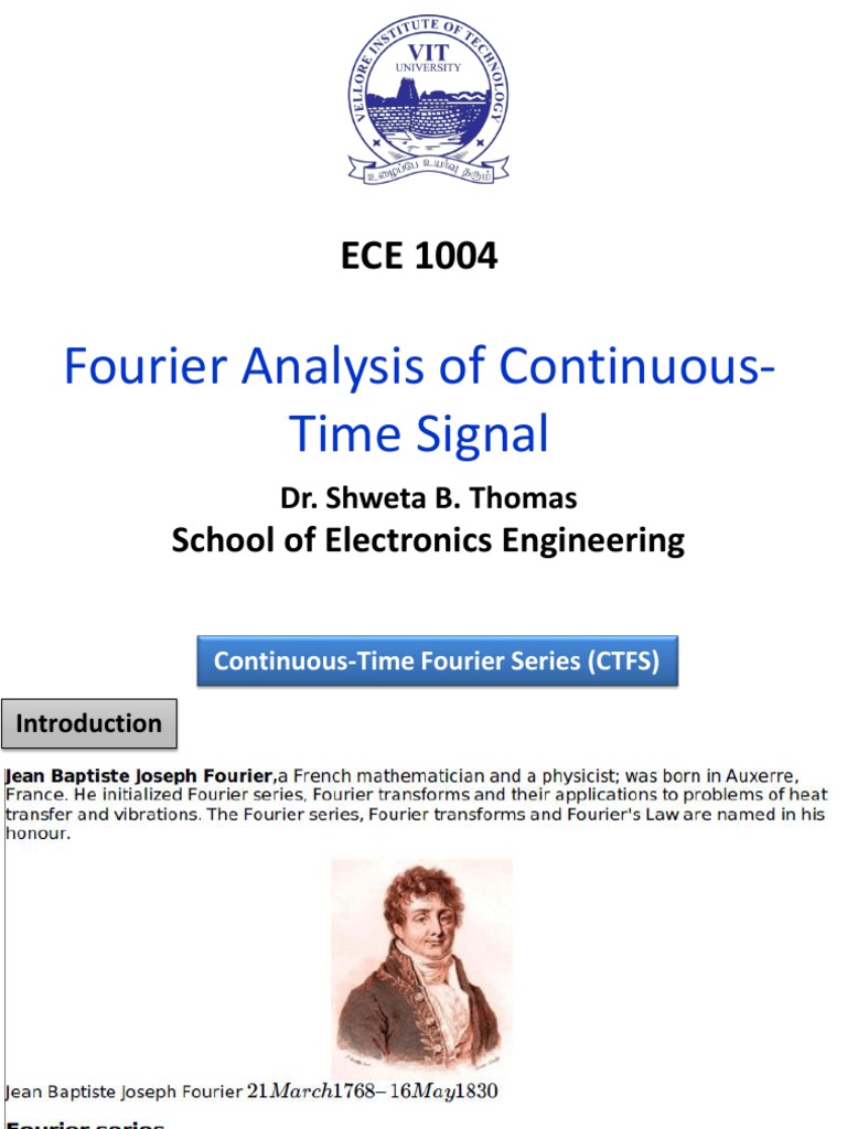 Fourier Analysis of Continuous Signals | PDF