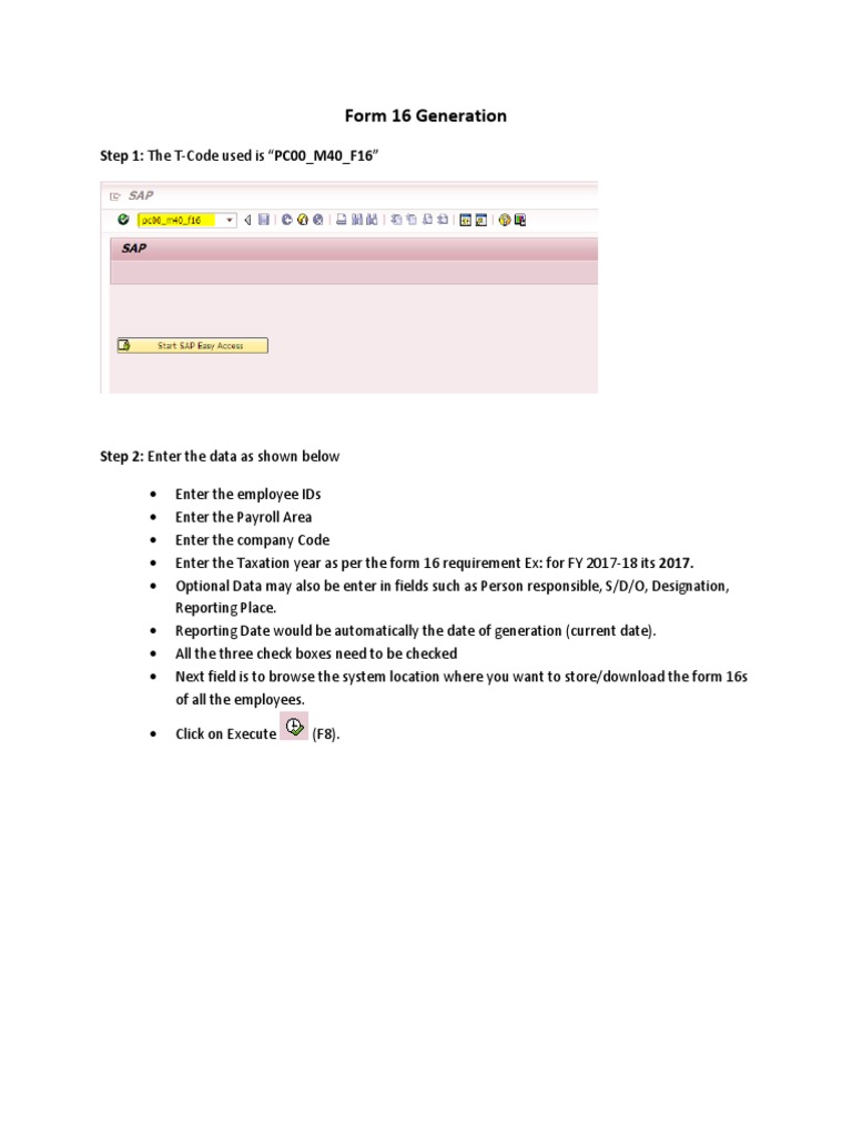 Form 16 Generation in SAP Steps | PDF | Computers