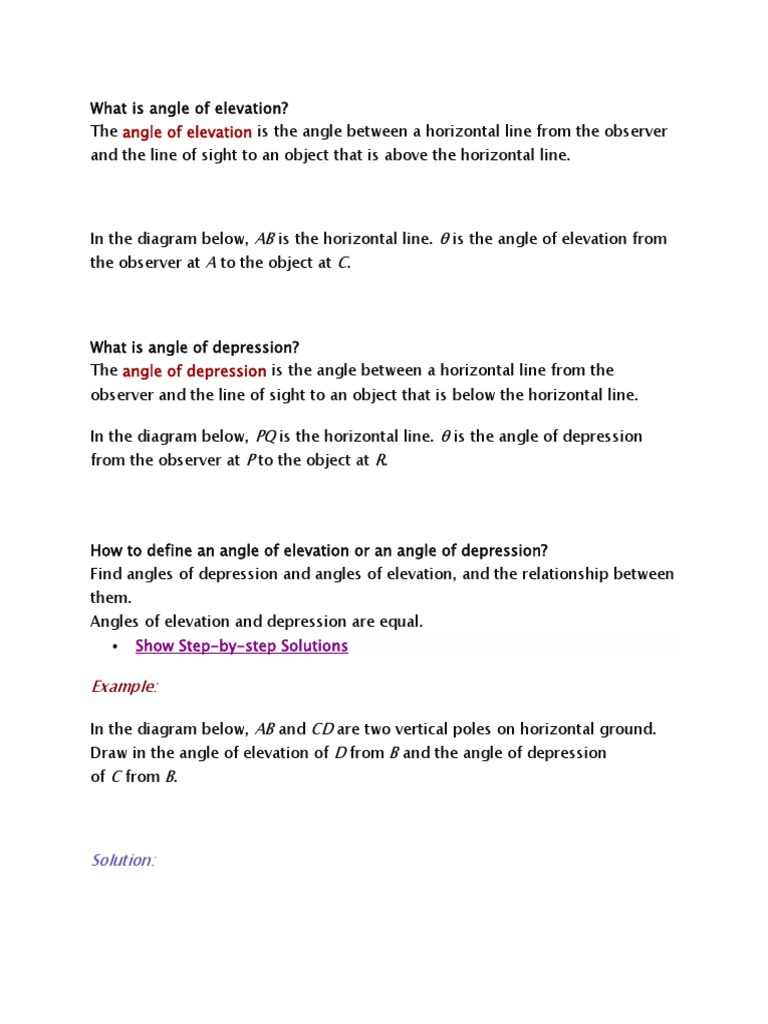 Angles of Elevation and Depression Explained | PDF