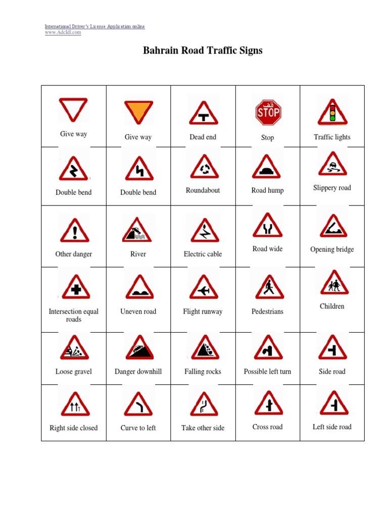 Bahrain Road Traffic Signs PDF Traffic Road